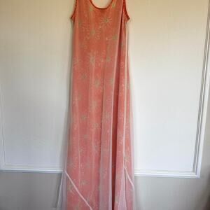 Vintage Express Orange Tank Dress with Daisies